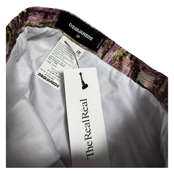 DSQUARED 2 (NWT) Luxury Designer SILK BLEND Printed Mini Skirt Women Size 2 (XS) - Picture 4 of 6